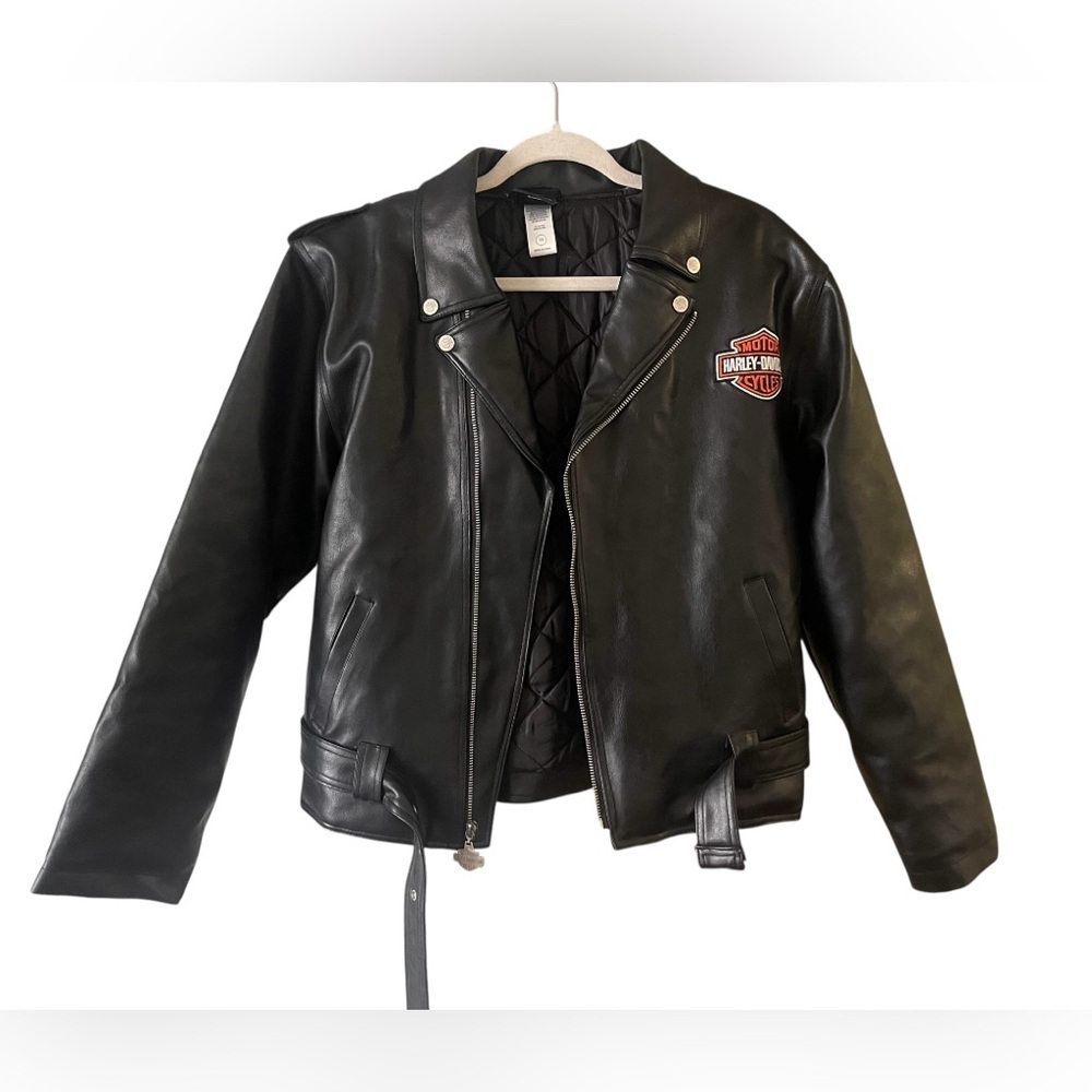 Harley Davidson Jacket Youth Leather Size 14 Biker Unisex - Picture 3 of 8
